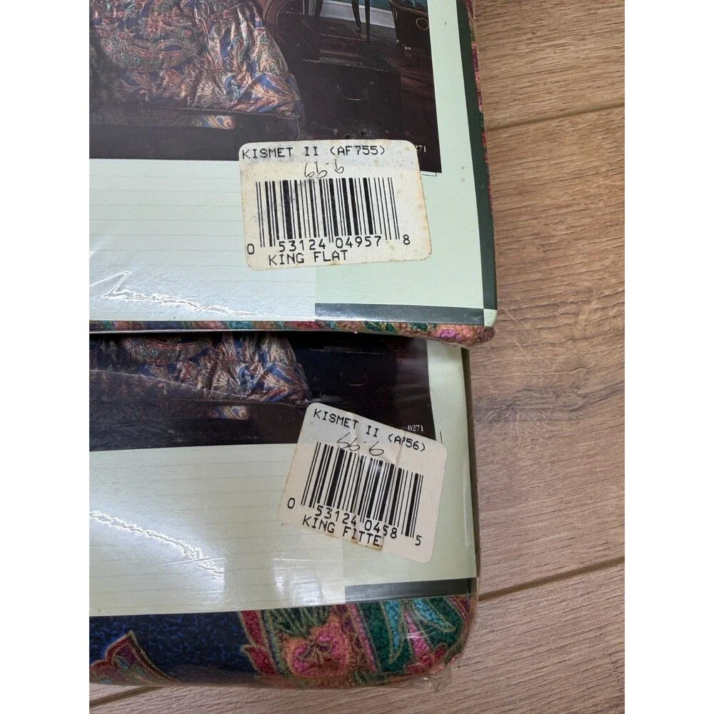 New Vintage 1989 Revman Kismet II King Paisley Sheet Set (Fitted & Flat) NOS